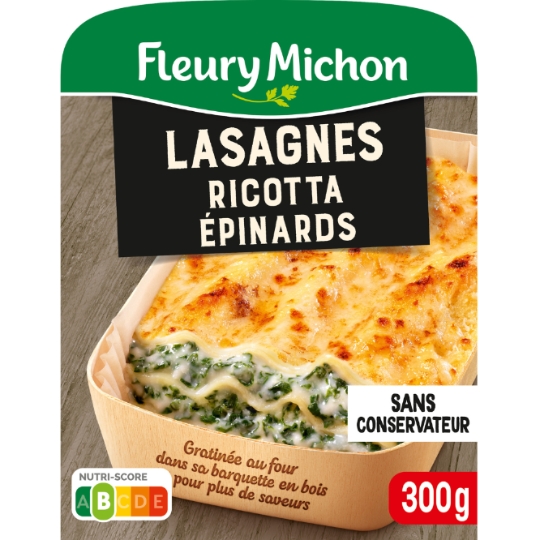 Plat cuisiné lasagnes ricotta et épinards FLEURY MICHON