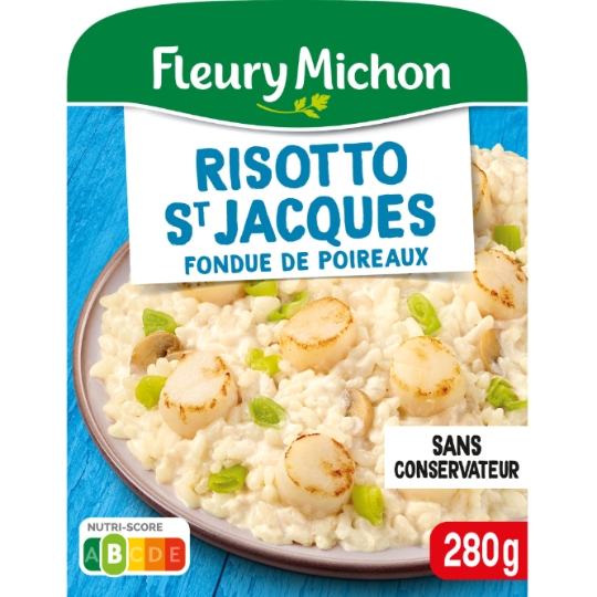 Plat cuisiné risotto de St Jacques aux poireaux FLEURY MICHON