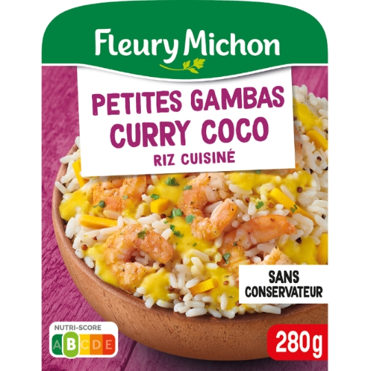 Plat cuisiné petites gambas à la persillade et penne FLEURY MICHON
