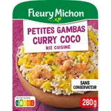 Plat cuisiné petites gambas curry coco FLEURY MICHON
