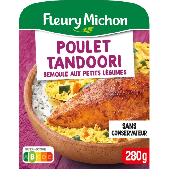 Plat cuisiné poulet tandoori semoule aux petits légumes FLEURY MICHON