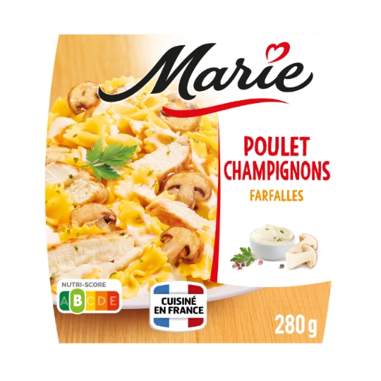 Plat cuisiné à la crème et champignons farfalles MARIE