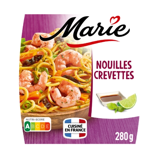 plat Cuisiné Nouilles aux Crevettes, Champignons Noirs et Légumes MARIE
