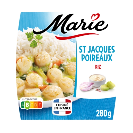 Plat Cuisiné St-Jacques Fondue de Poireaux et Riz MARIE