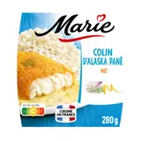 Plat Cuisiné Colin d'Alaska Pané Riz et Crème aux Herbes MARIE