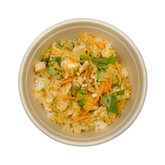 Plat cuisiné poulet satay riz BAMBU