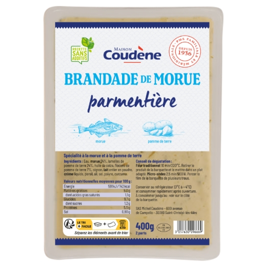 Plat cuisiné Parmentier brandade de morue COUDENE