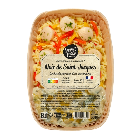 Noix de saint jacques fondue de poireaux, riz au curcuma ESPRIT FRAIS