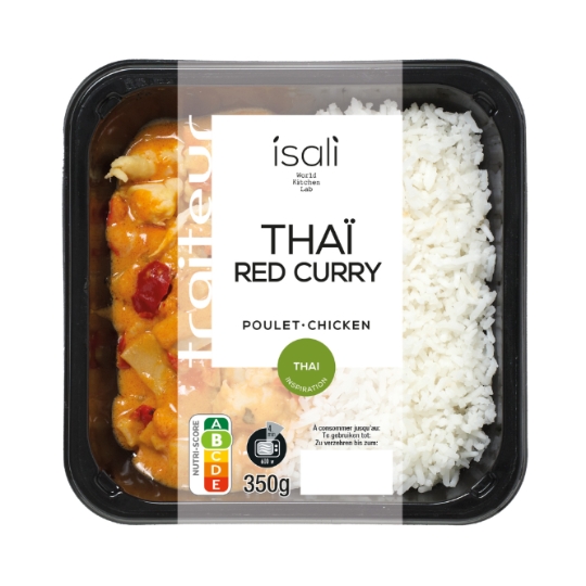 Plat Cuisiné Poulet Curry Rouge et Riz ISALI