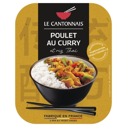 Plat cuisiné poulet au curry et riz parfumé LE CANTONNAIS