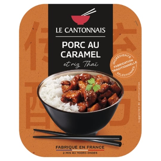 Plat cuisiné porc au caramel et riz parfumé LE CANTONNAIS