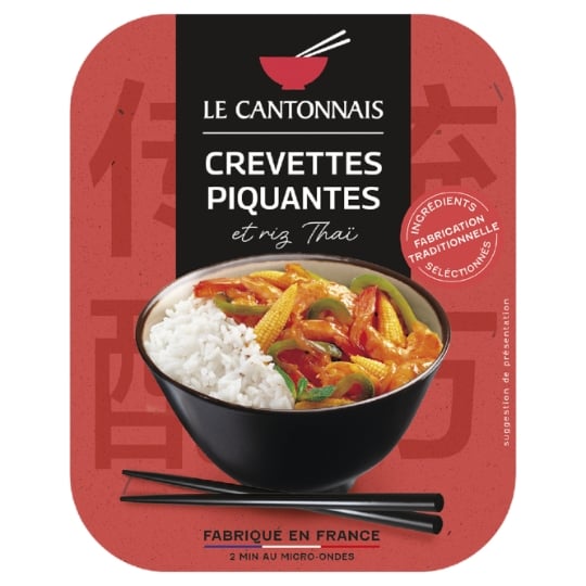 Plat Cuisiné Crevettes à la Sauce Piquante et Riz Thaï LE CANTONNAIS