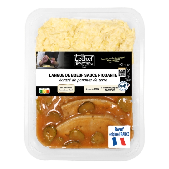 Langue de Boeuf Sauce piquante et Ecrasé de Pommes de Terre LECHEF