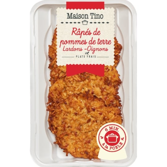 Galettes râpés de pommes de terre lardons oignons MAISON TINO