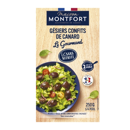 Gésiers de canard confits entiers sans nitrite MONFORT