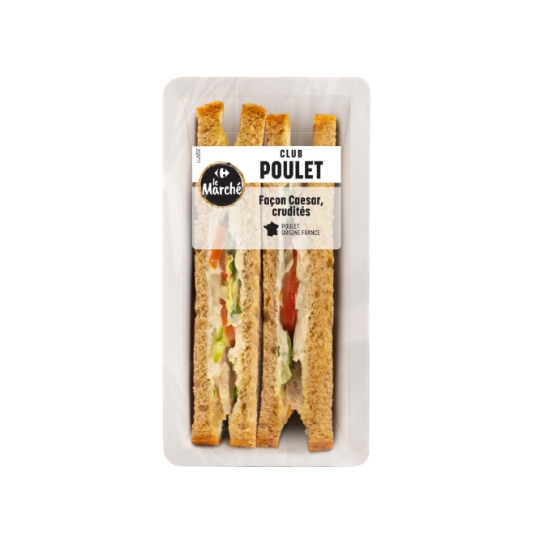 Sandwich sauce Caesar, poulet rôti et crudités. CARREFOUR