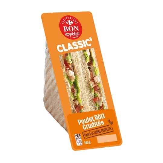 Sandwich poulet crudités CARREFOUR BON APPETIT !