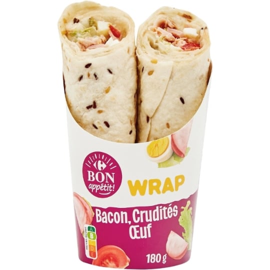 Wraps bacon crudités œuf CARREFOUR BON APPETIT !