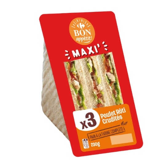 Sandwich poulet rôti crudités CARREFOUR BON APPETIT !