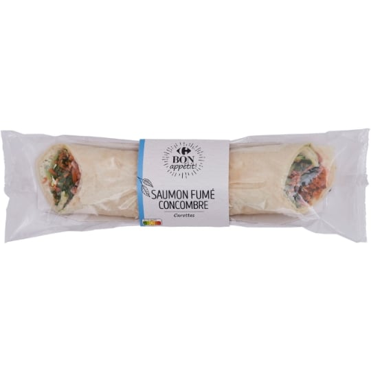 Wrap saumon fumé concombre carottes CARREFOUR BON APPETIT !
