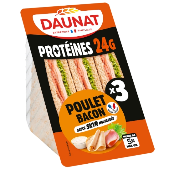 Sandwich Club Poulet Bacon Sauce skyr Moutardée DAUNAT