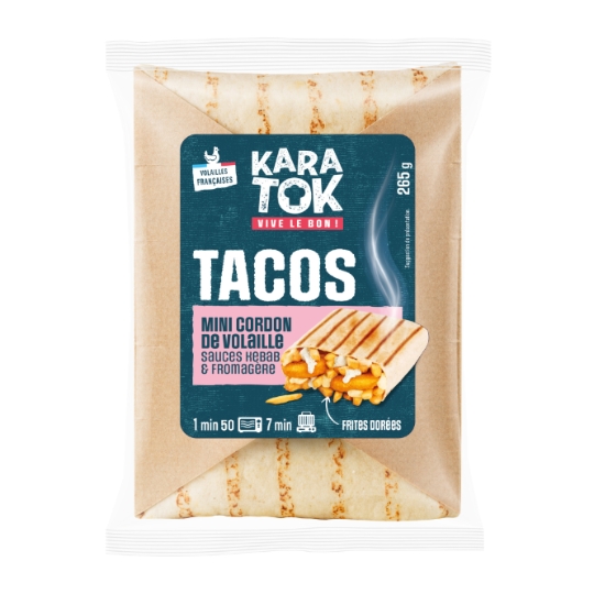 Tacos Mini Cordon de Volaille, Sauces Kebab & Fromagère, Frites Dorées KARA TOK