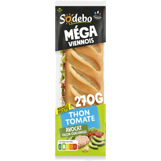 Sandwich Méga Viennois Thon Tomate Avocat Façon Guacamole SODEBO