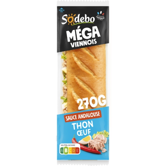 Sandwich baguette méga viennois thon œuf et sauce andalouse SODEBO