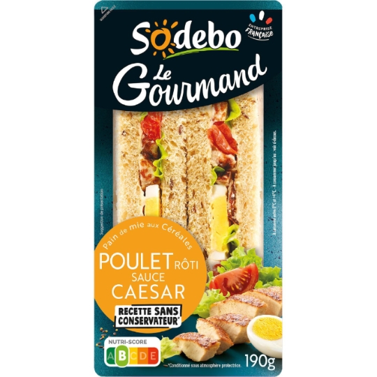Sandwichs club pain aux céréales poulet rôti sauce caesar SODEBO