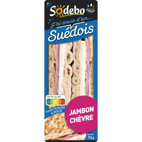 Sandwichs club pain suédois jambon chèvre SODEBO