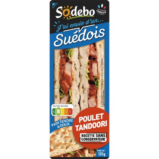 Sandwichs club pain suédois poulet tandoori SODEBO