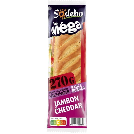 Sandwich baguette pain viennois jambon cheddar sauce burger SODEBO