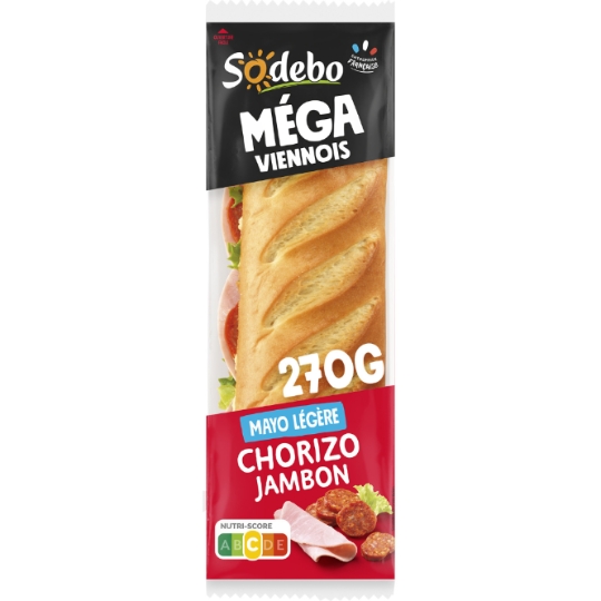 Sandwich baguette pain viennois chorizo jambon mayo légère SODEBO