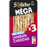 Sandwichs club pain suédois jambon cheddar SODEBO