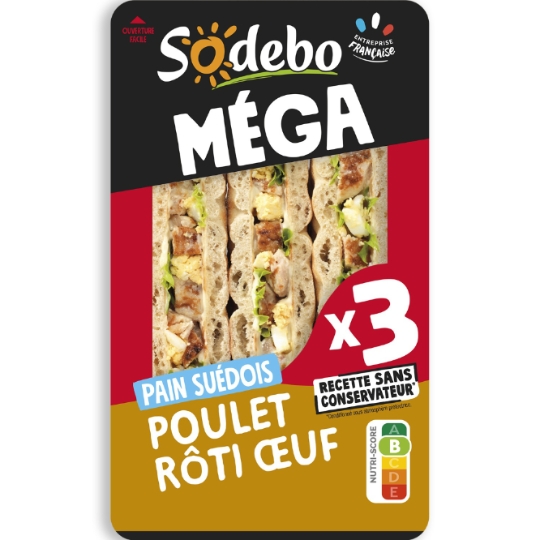 Sandwichs club pain suédois poulet rôti œuf SODEBO