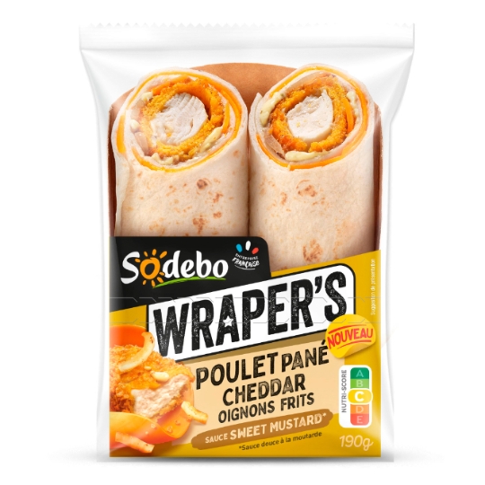 Sandwich Wraper's Poulet Pané Cheddar Oignons Frits et Sauce Douce à la Moutarde SODEBO