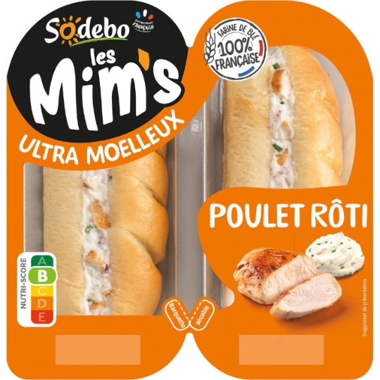 Sandwich Poulet Rôti Fromage Frais Les Mim's SODEBO