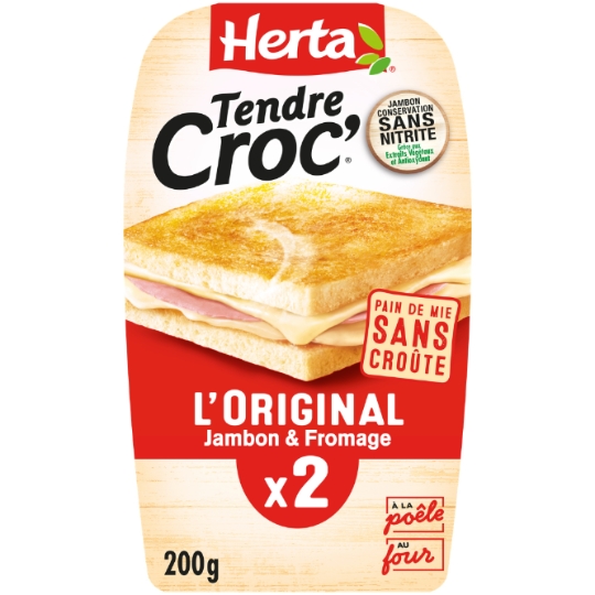 Croque-Monsieur Sans Croûte Jambon Fromage Sans Nitrite - Tendre Croc' HERTA