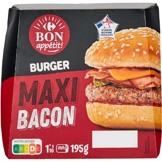Burger maxi bacon CARREFOUR BON APPETIT !