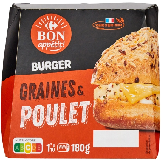 Burger graines & poulet CARREFOUR BON APPETIT !