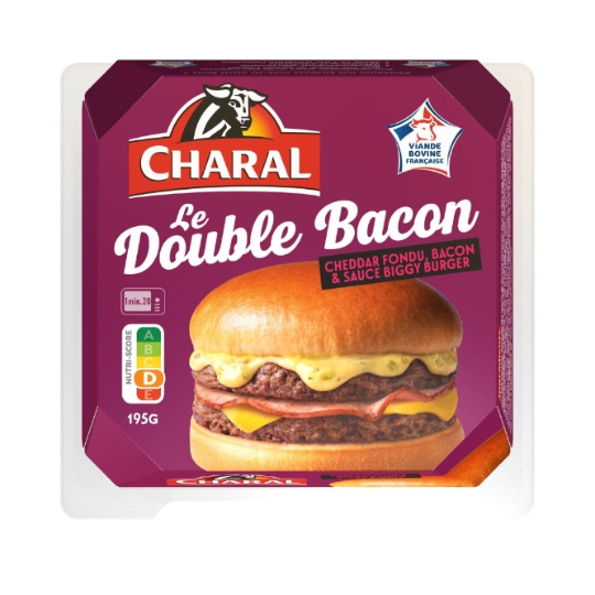 Double Bacon Cheddar Fondu, Bacon & Sauce Biggy Burger CHARAL