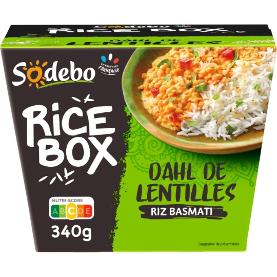 Box Riz Basmati Lentilles Corail au Lait de Coco et épices SODEBO