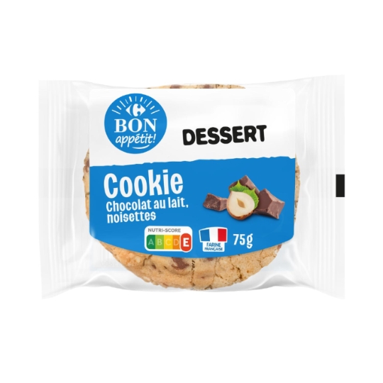 Cookie chocolat au lait, noisettes et aux pépites de chocolat CARREFOUR BON APPETIT !