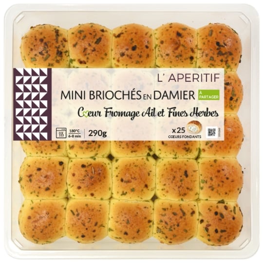 Damier Brioché Cœur Fondant Fromage Ail et Fines Herbes MIX BUFFET