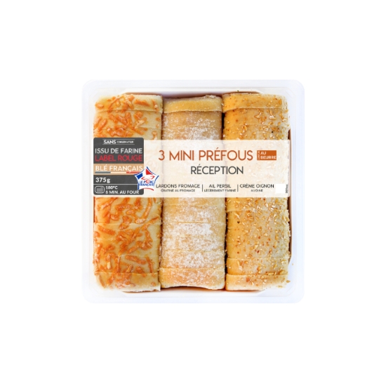 Mini Préfou Réception Crème Oignons - Ail et Persil - Lardons Emmental MIX BUFFET