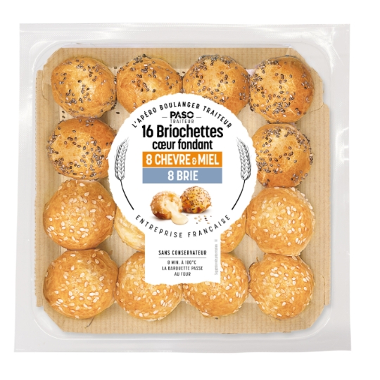 Briochettes coeur fondant brie chévre et miel  PASO TRAITEUR
