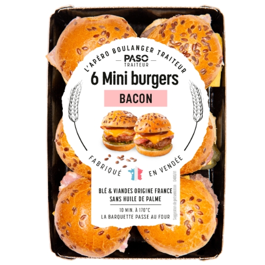 Mini burgers bacon origine France PASO TRAITEUR