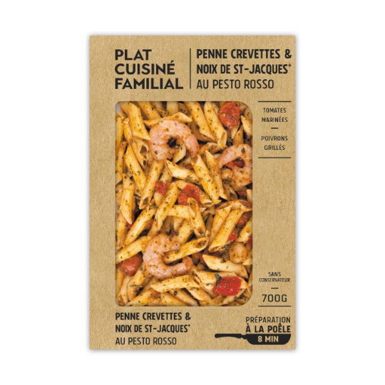 Plat Cuisiné Penne Crevettes et Noix de St Jacques au Pesto Rosso MIX BUFFET
