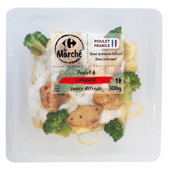 Plat Cuisiné Poulet & Linguine à la Sauce Alfredo CARREFOUR LE MARCHE