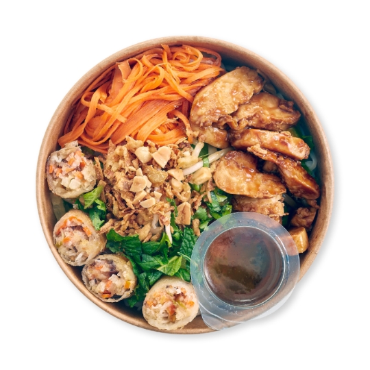 Bobun Salade de Vermicelles au Poulet Sauce Teppanyaki et Nems aux Légumes IZAKAYA